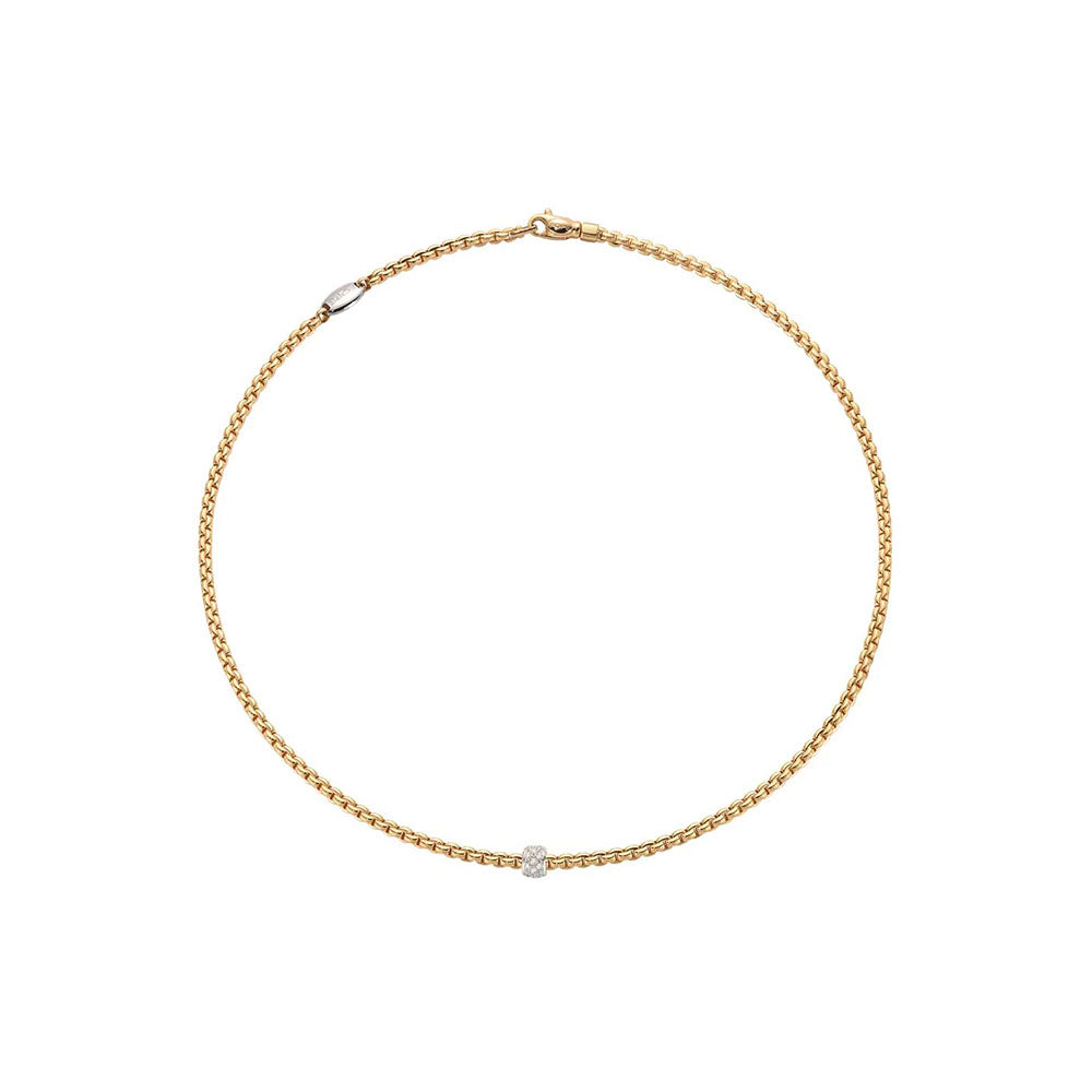 18k Yellow/White Gold Eka Necklace with Diamond Rondel