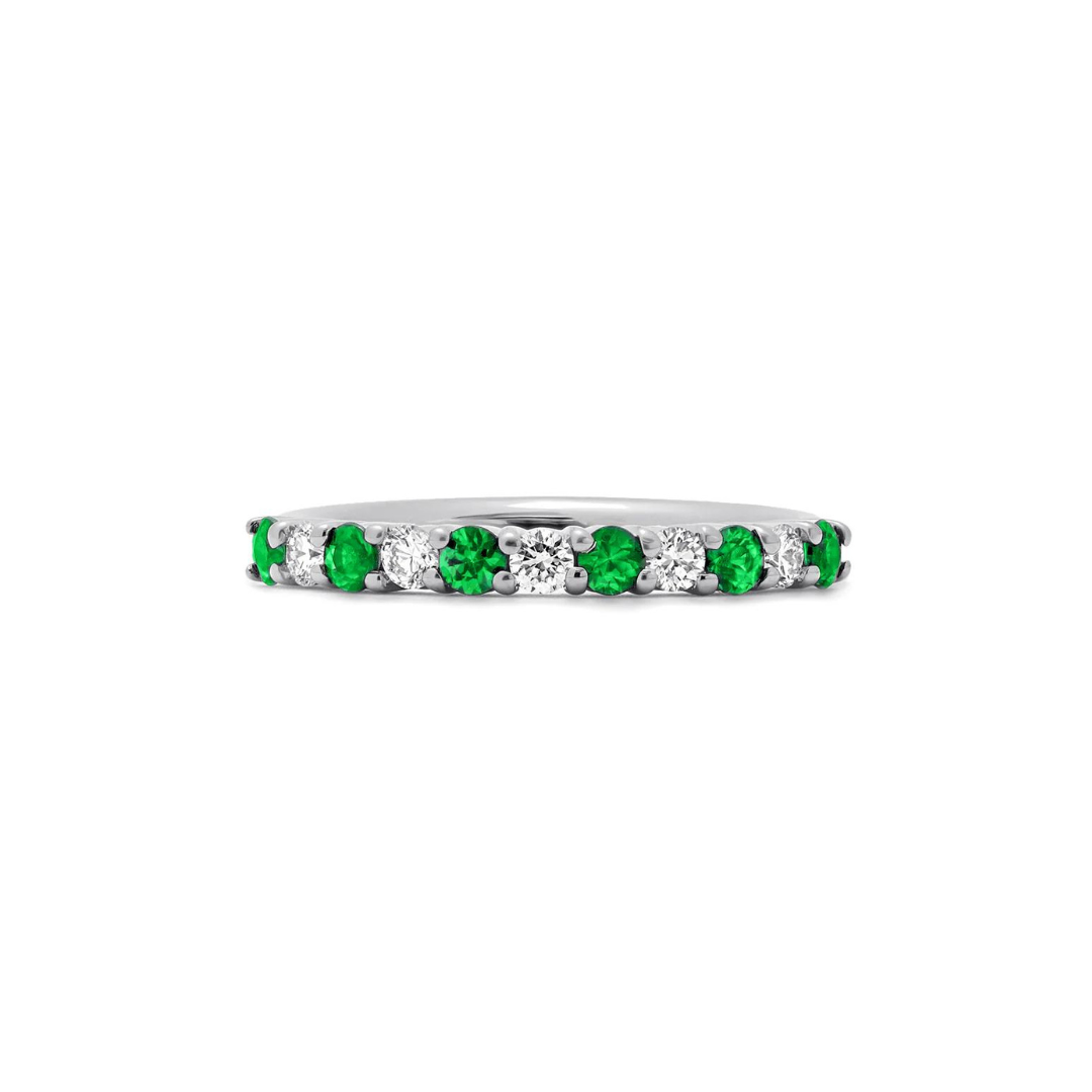 18kt White Gold Emerald and Diamond Ring