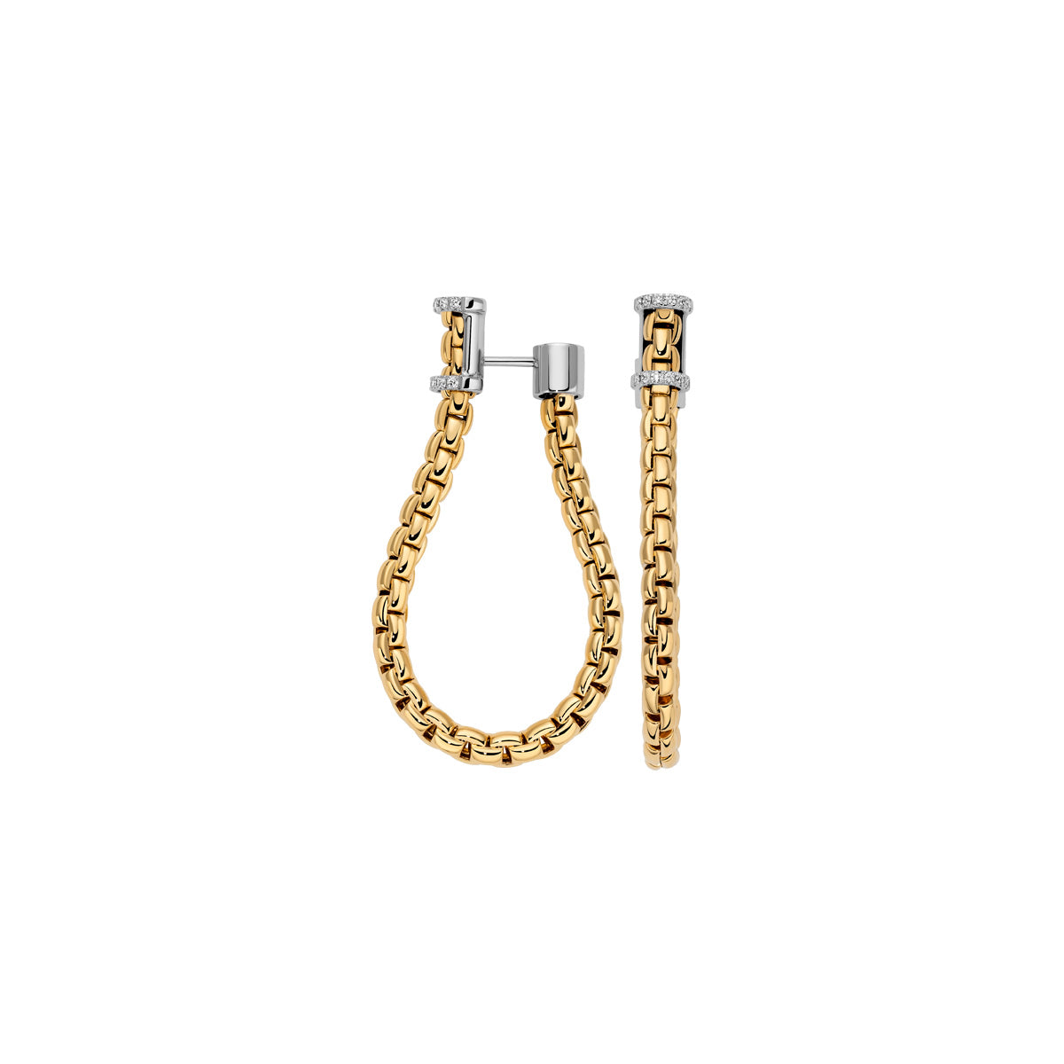 18k Yellow and White Gold Hoop Earrings