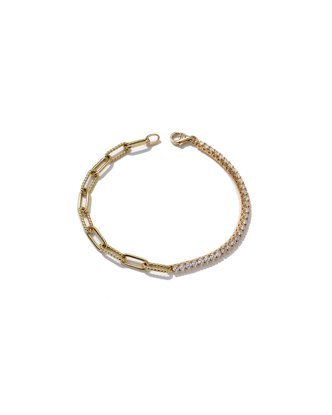 Half and Half Diamond and Chunky Link Bracelet