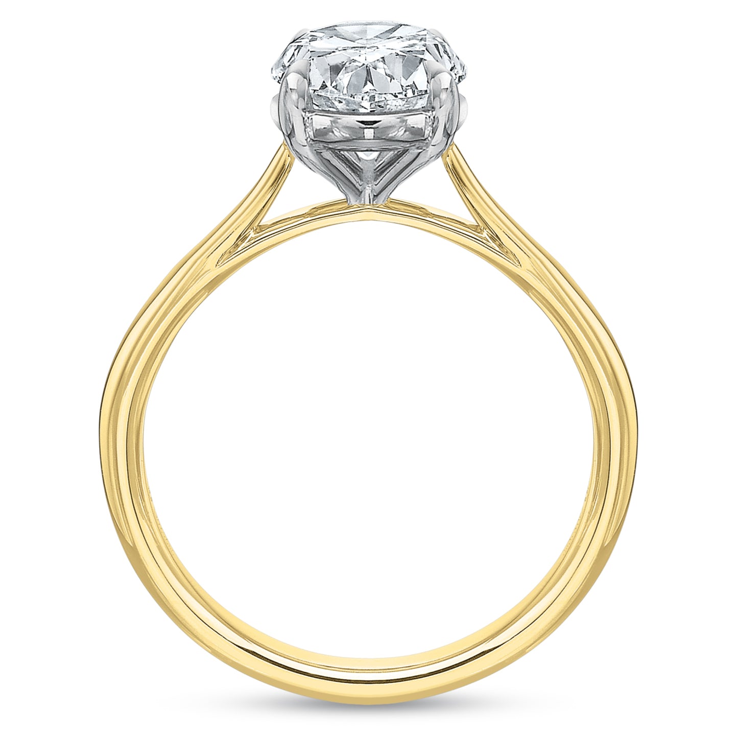 18k Yellow Gold Oval Cathedral Solitaire Engagement Ring