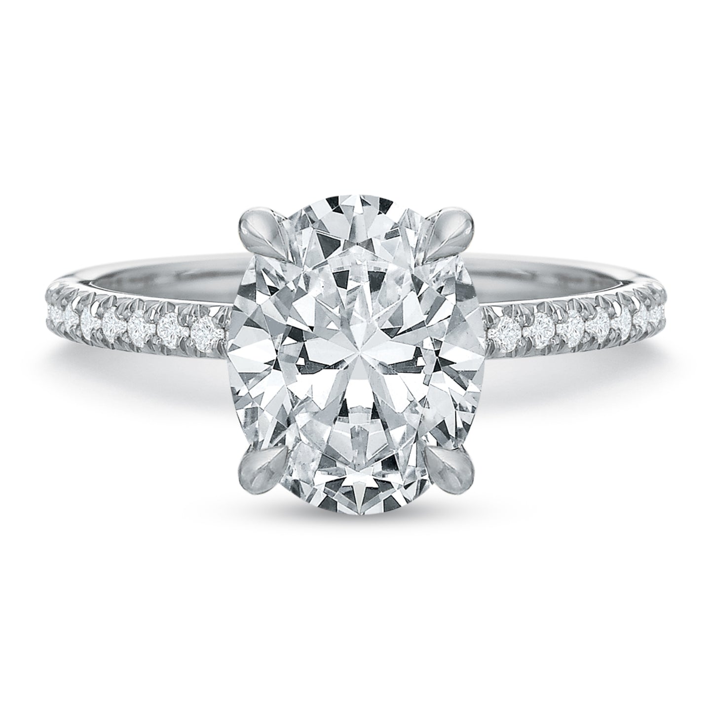 Platinum Oval Diamond Engagement Ring with Diamond Crown