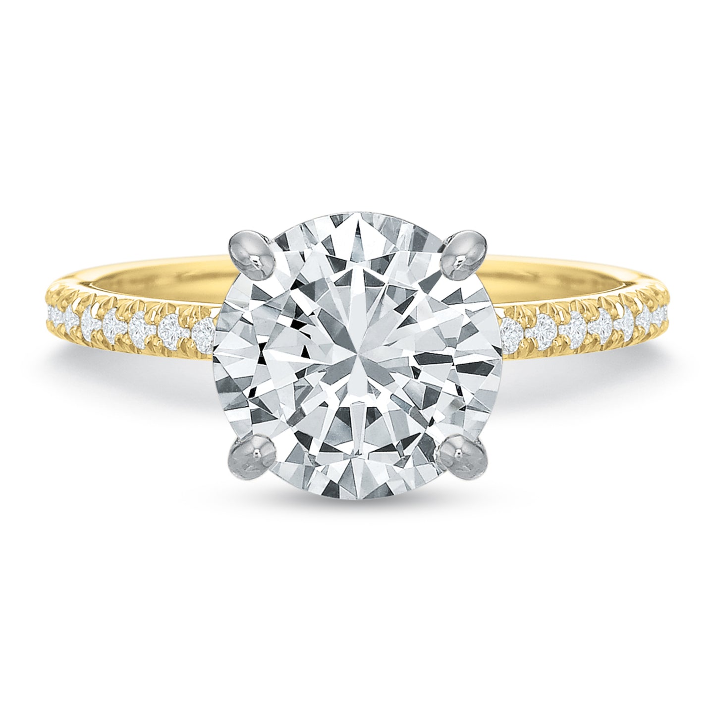 18k Yellow Gold Engagement Ring with Diamond Crown