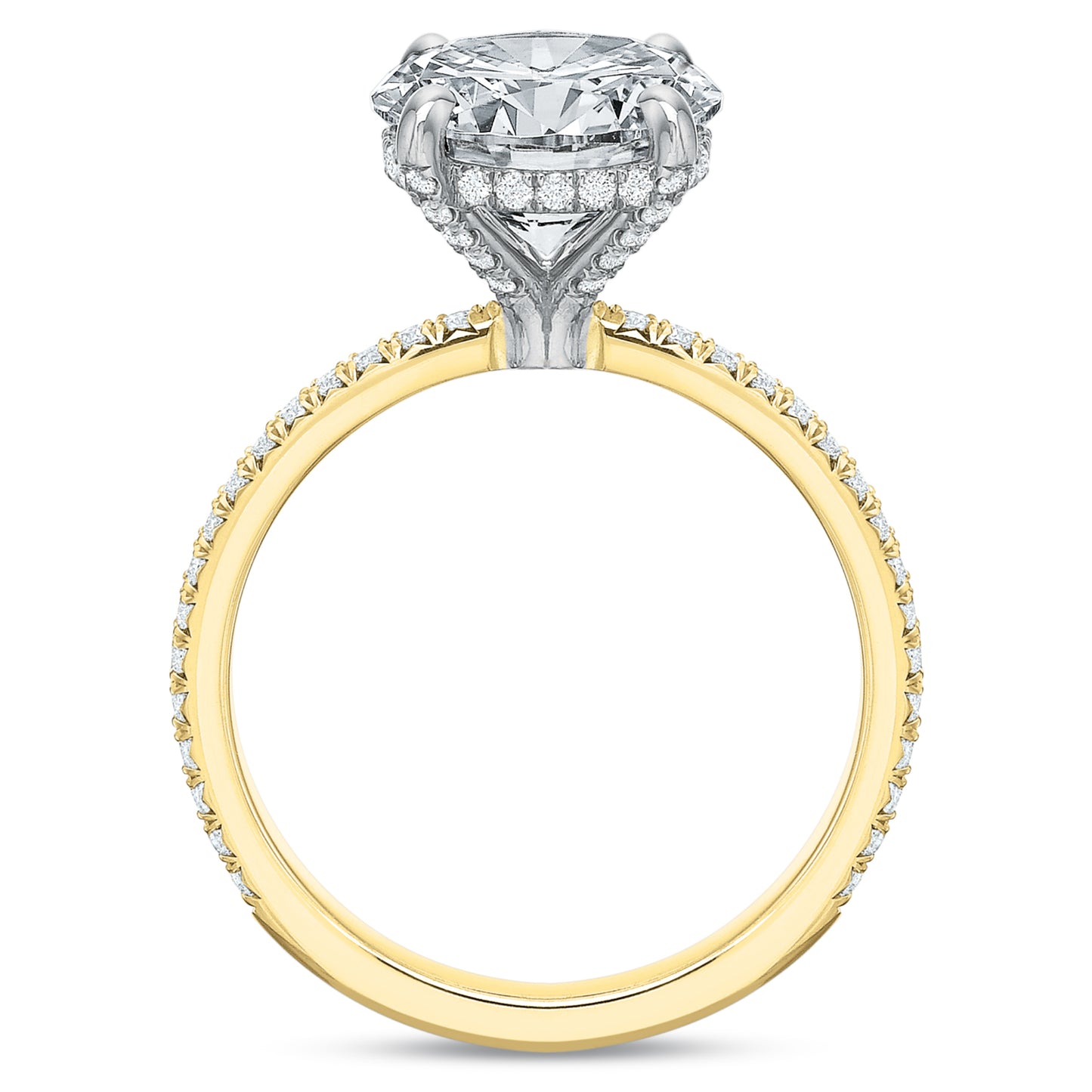 18k Yellow Gold Engagement Ring with Diamond Crown