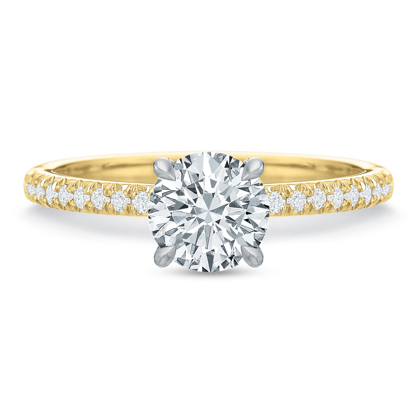 18k Yellow Gold Classic 360 Round Diamond Engagement Ring