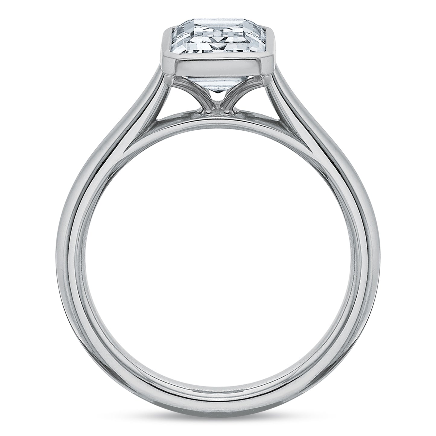 Platinum Emerald Bezel Set Solitaire Engagement Ring