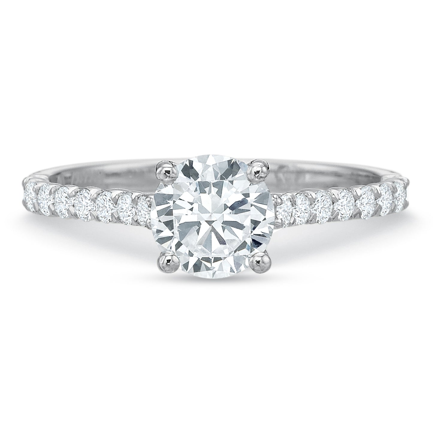 18k White Gold Round Cathedral Engagement Ring
