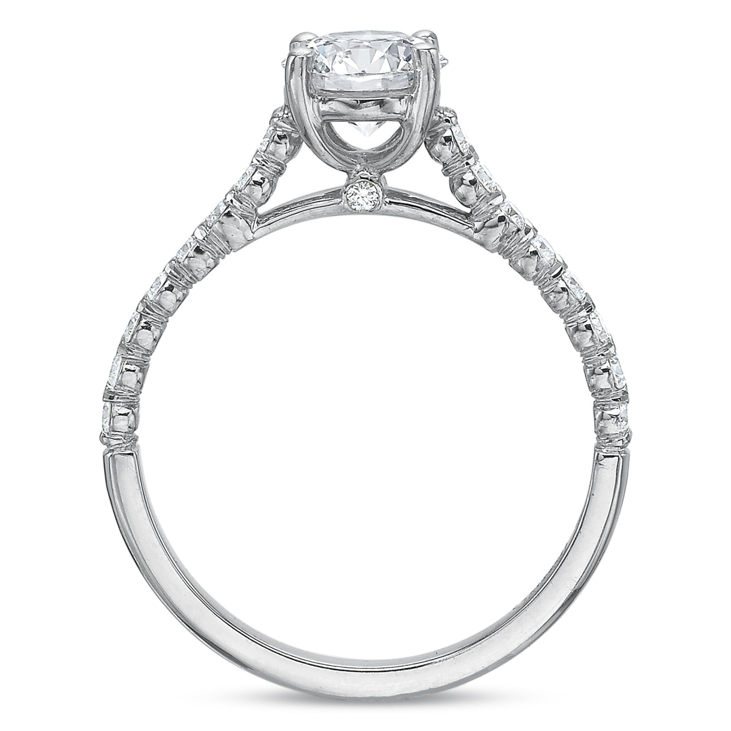 18k White Gold Round Cathedral Engagement Ring