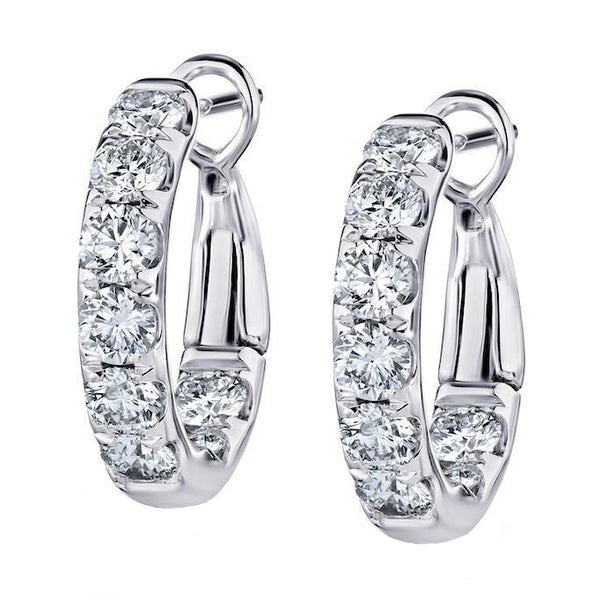 18k White Gold Diamond Hoop Earrings