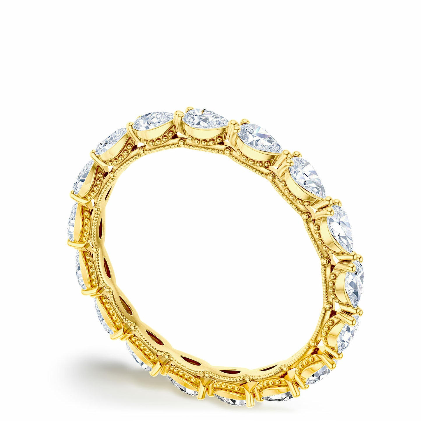 Sculpted Crescent Pear Eternity Wedding Band