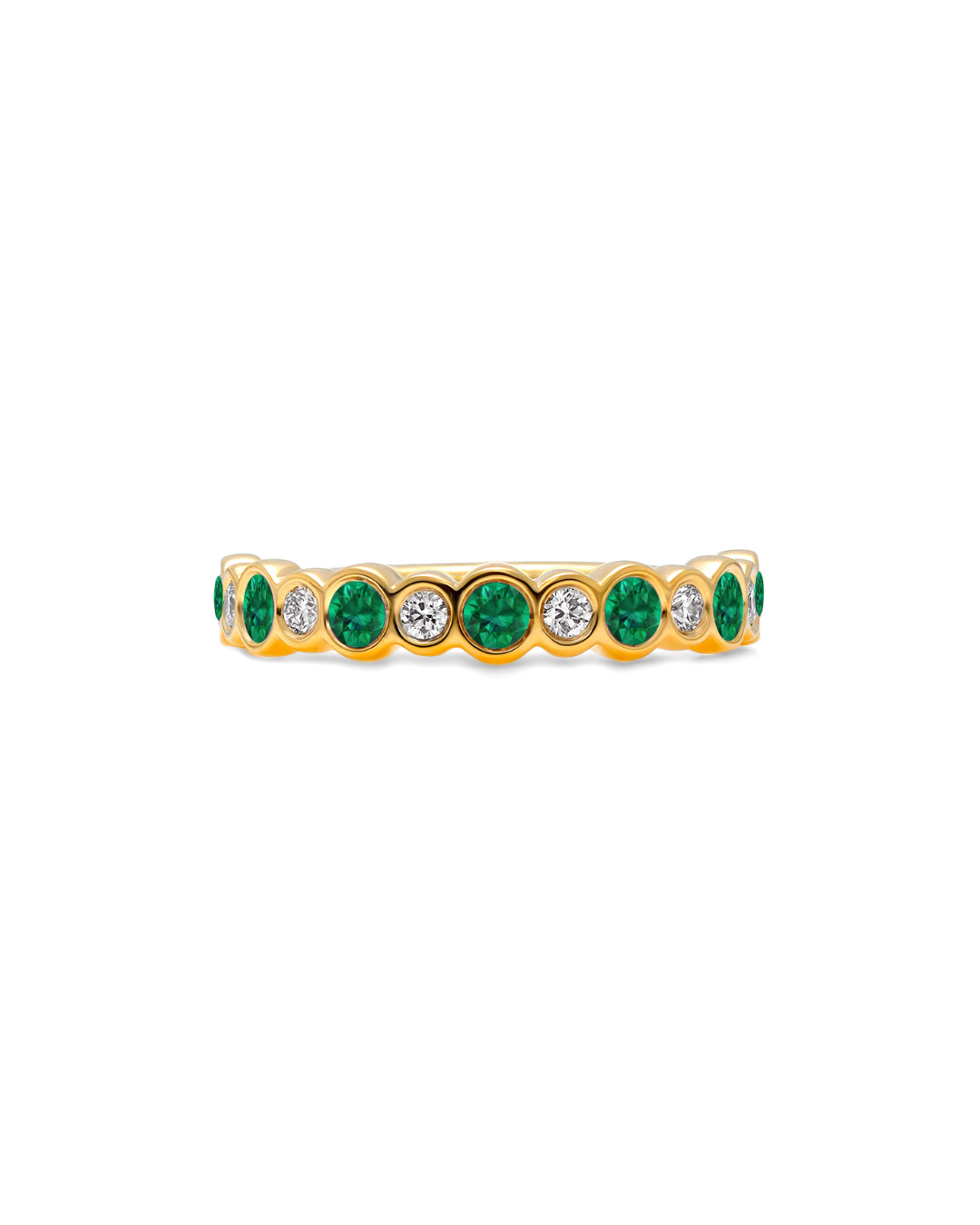 Bubbly Emerald and Diamond Ring