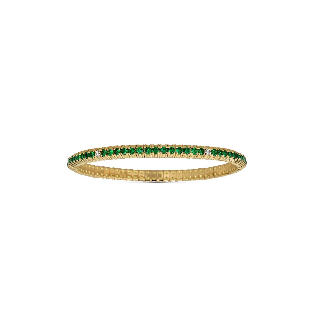 18k Yellow Gold Diamond and Tsavarite Stretch Bracelet