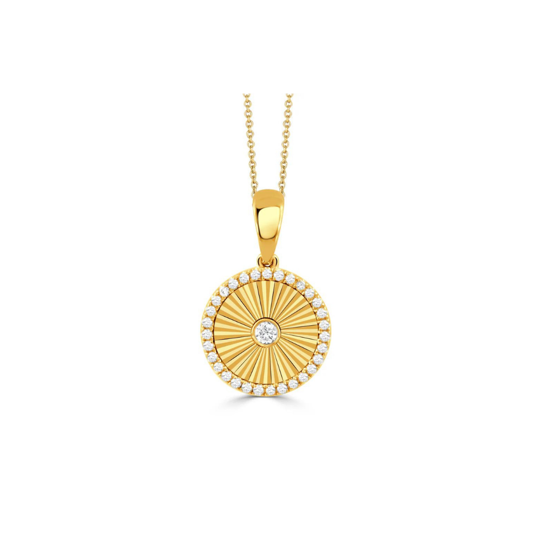 18kt Yellow Gold Diamond Round Necklace