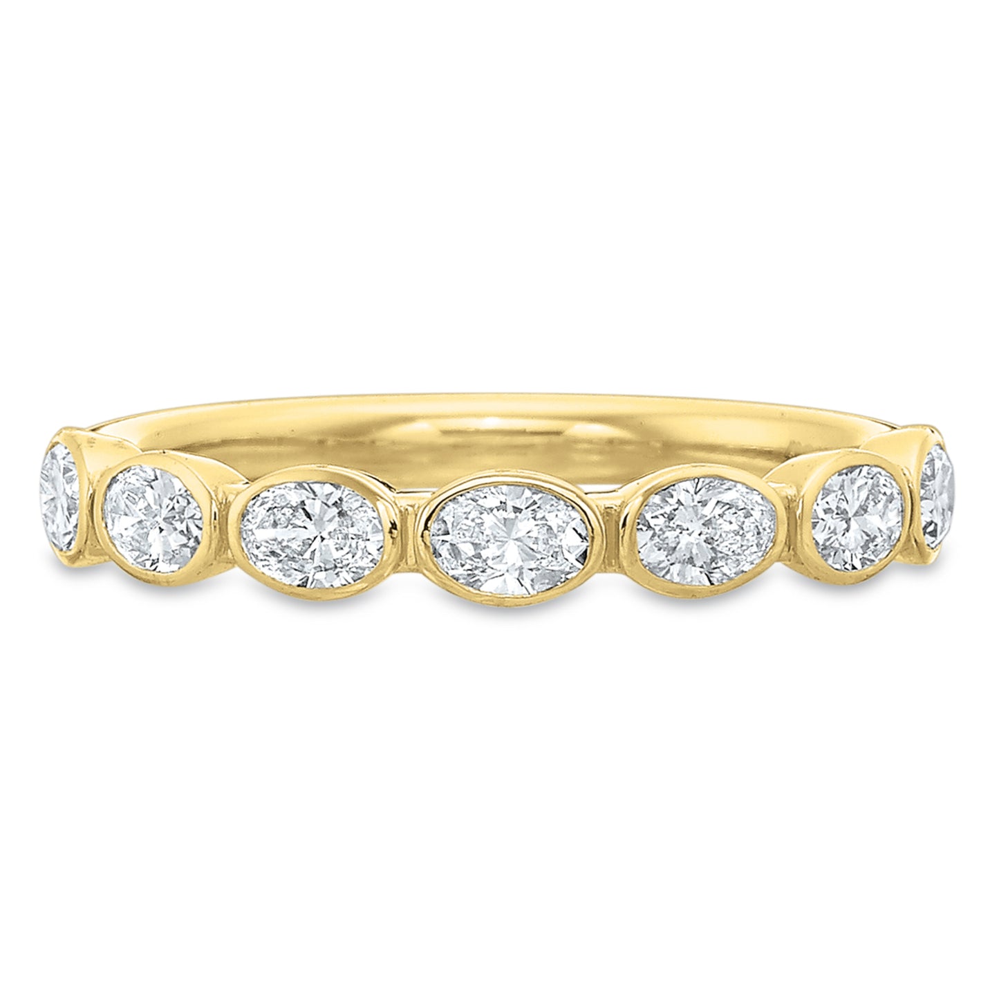 18k Yellow Gold Bezel Set Oval Cut Wedding Band