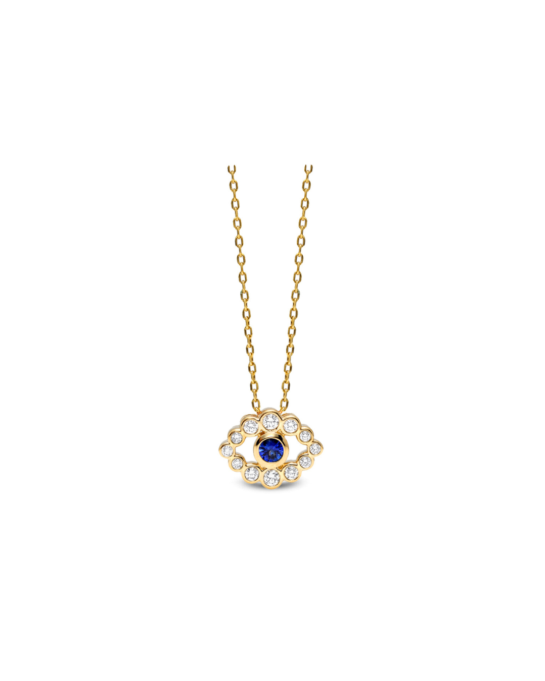 Bubbly Evil Eye Sapphire and Diamond Pendant