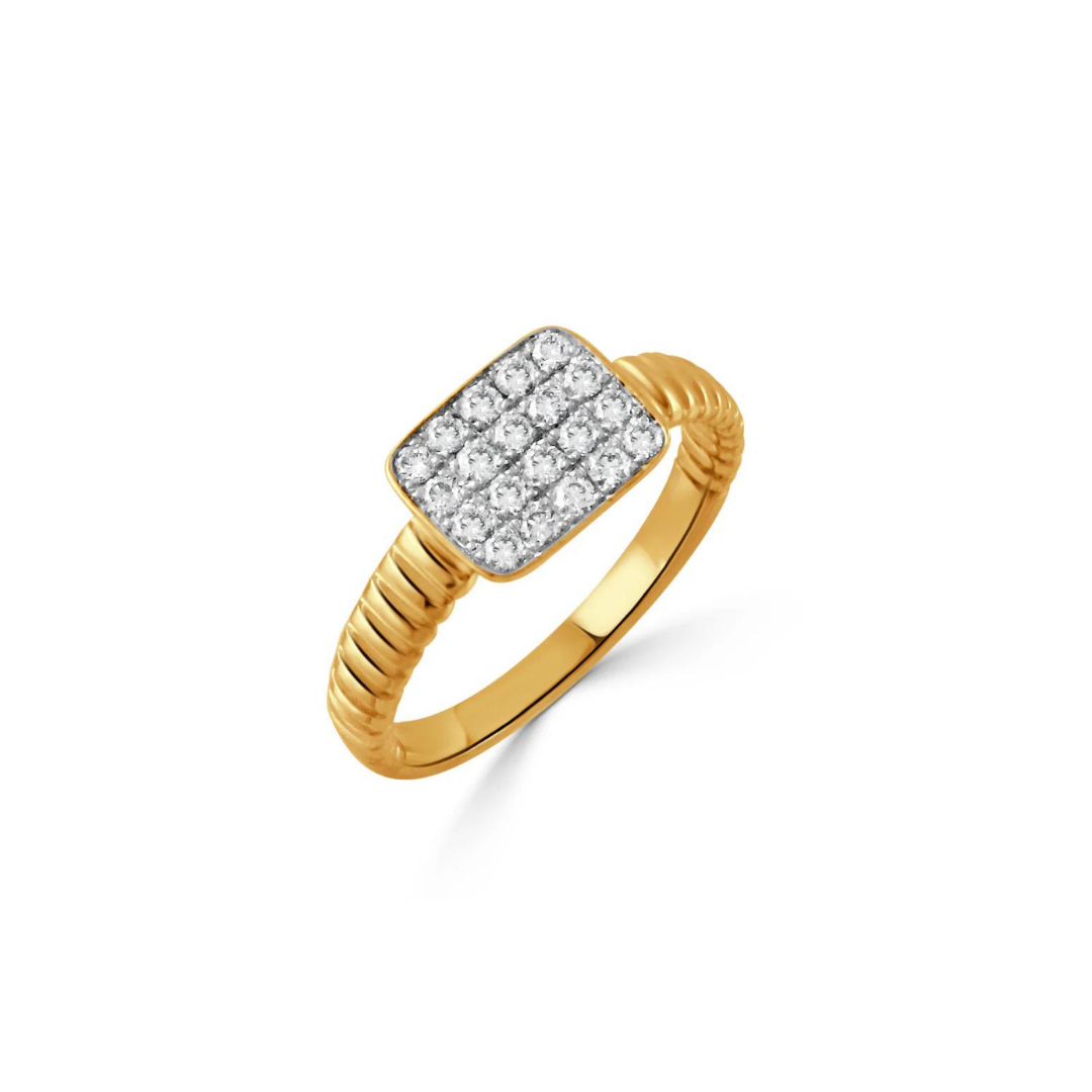 18kt Yellow and White Gold Rectangular Cluster Ring