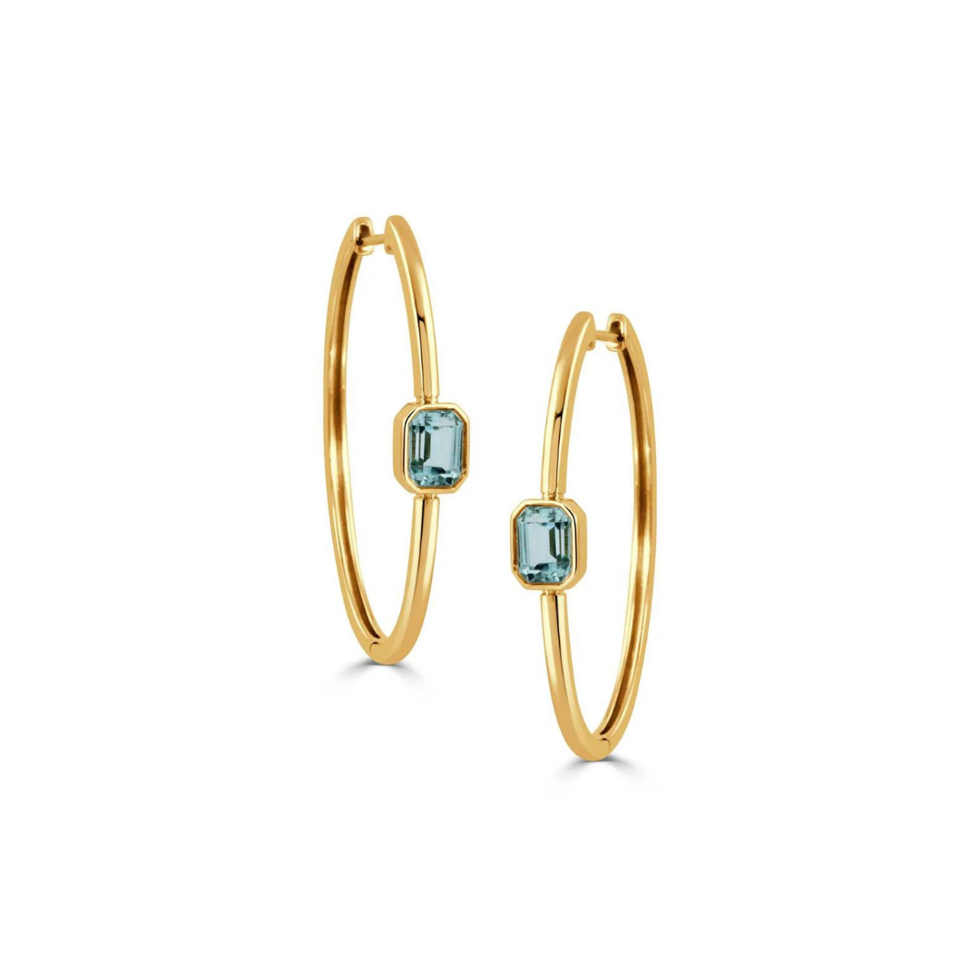 18kt Yellow Gold Earring with Sky Blue Topaz