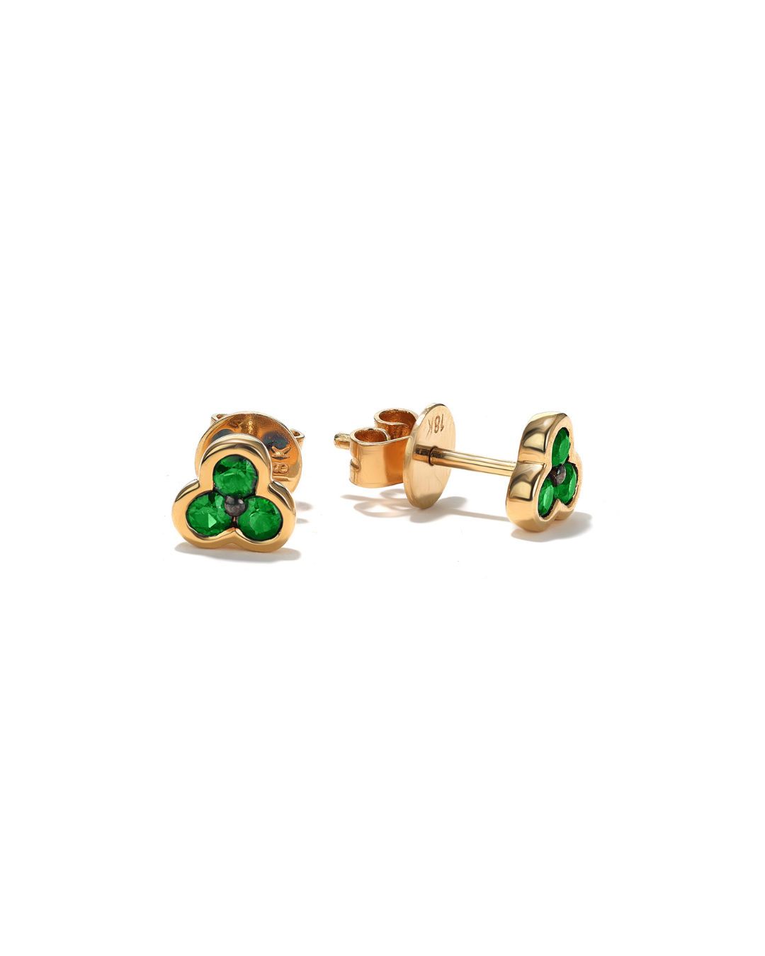 Trinity Emerald Stud Earrings