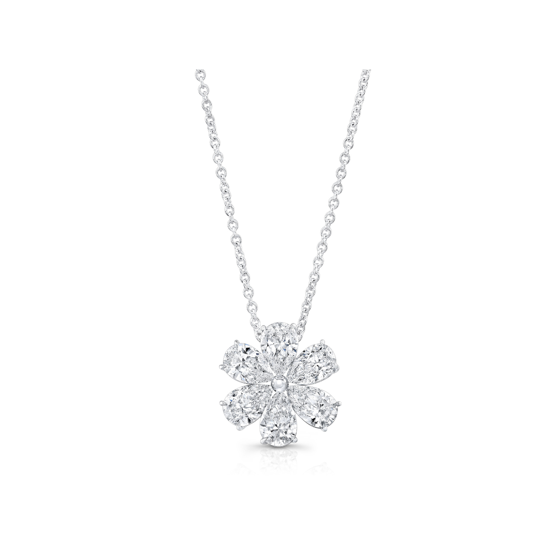 18k White Gold Floral Necklace