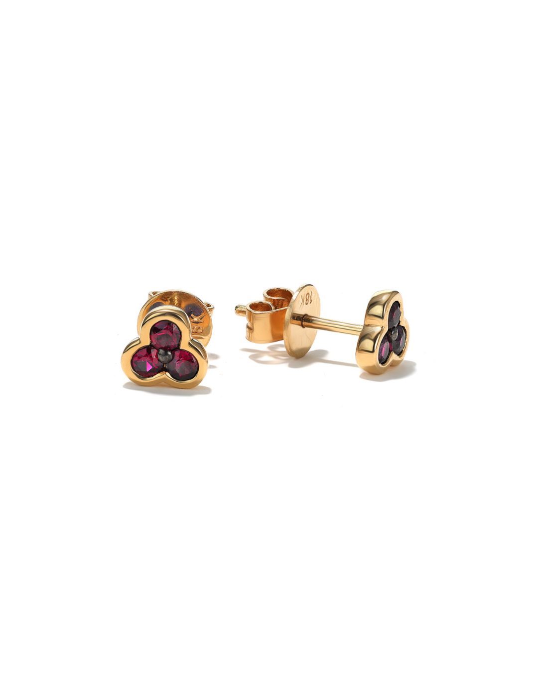 Trinity Ruby Stud Earrings