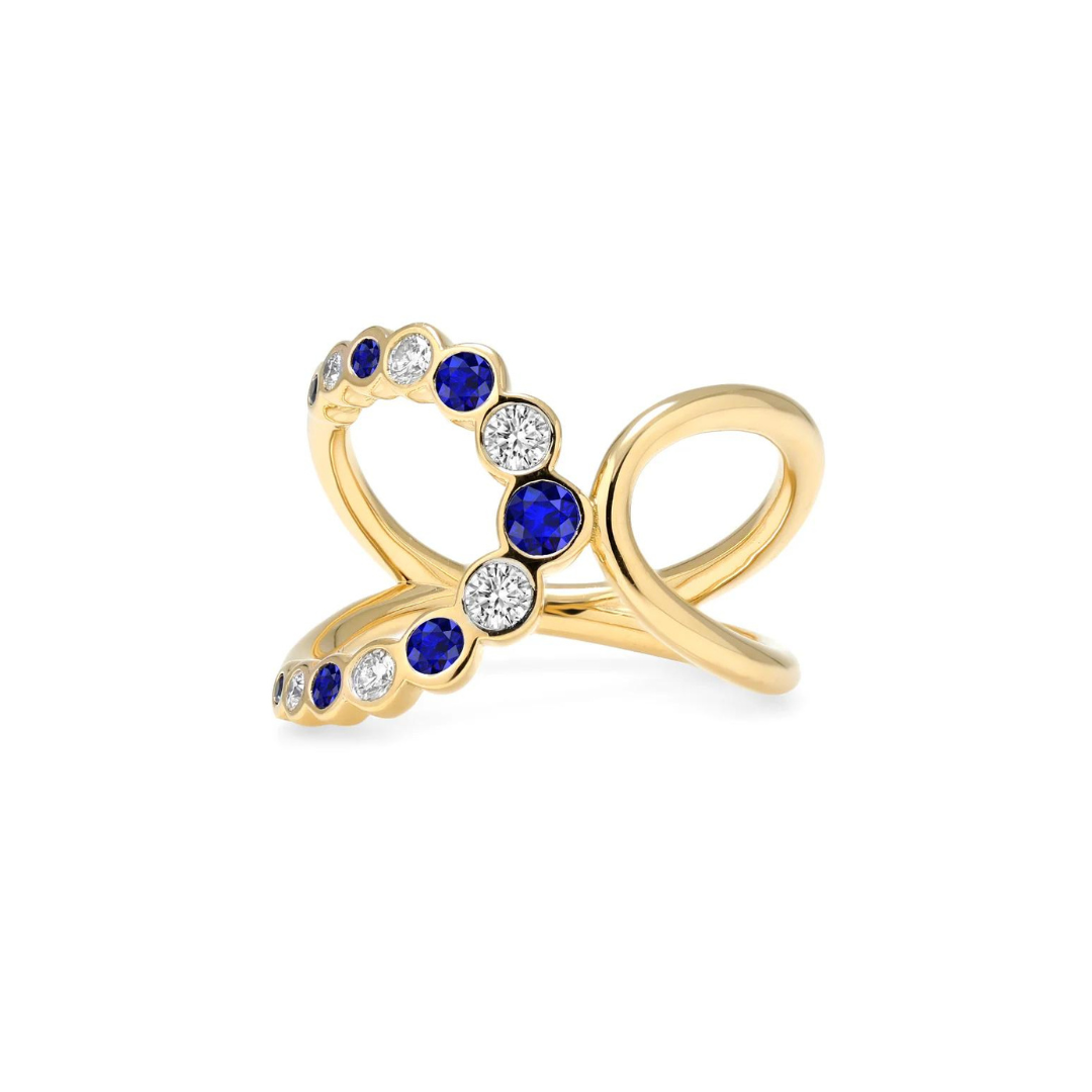18kt Yellow Gold Bubbly Elegance Sapphire and Diamond Ring