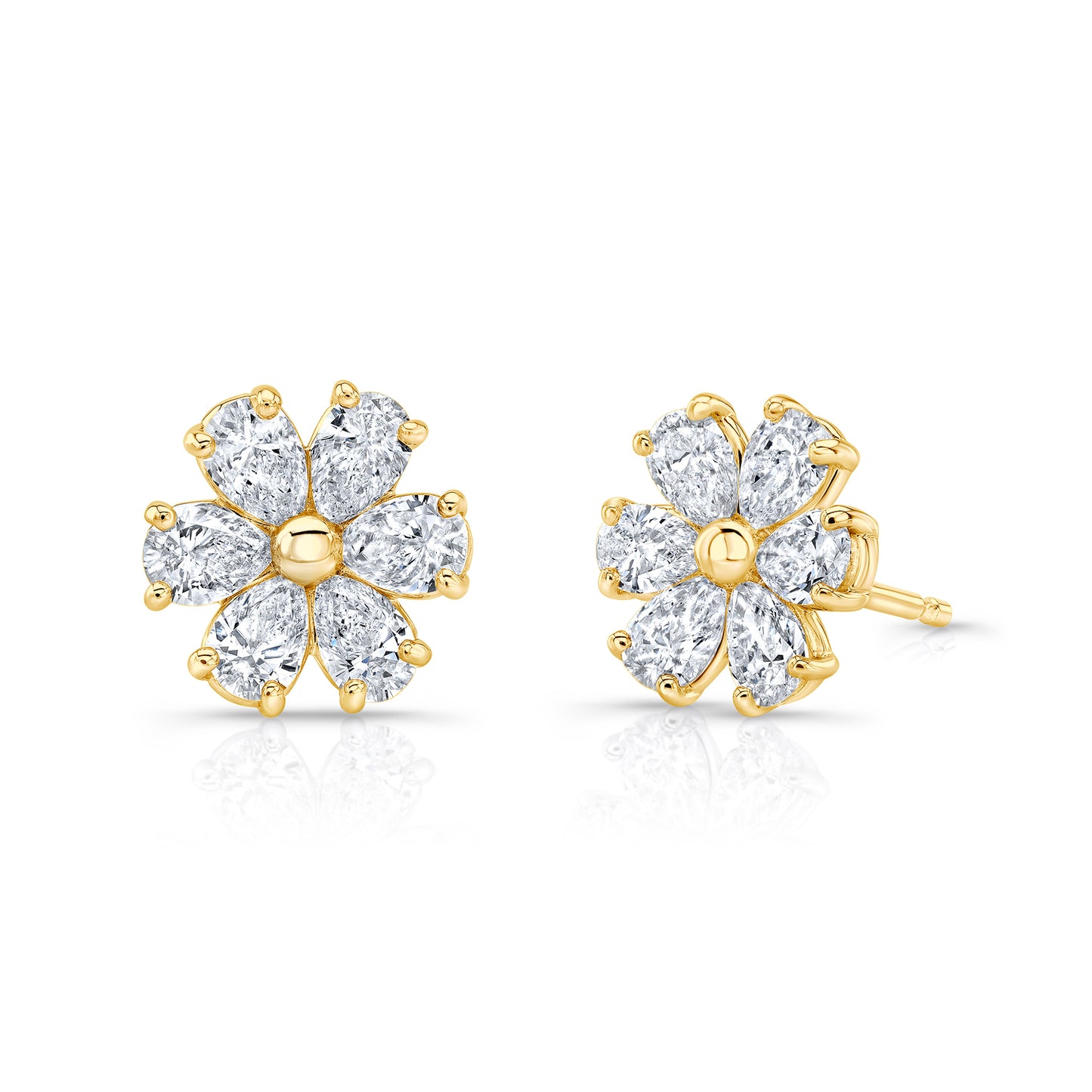 18k Yellow Gold Floral Earrings