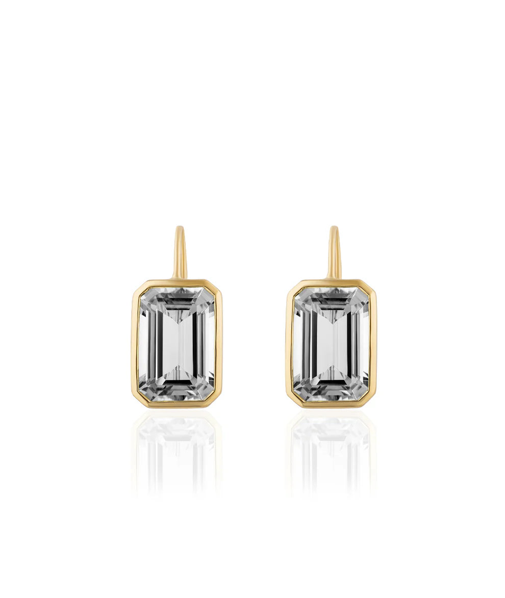 Bezel-Set Emerald-Cut Earrings