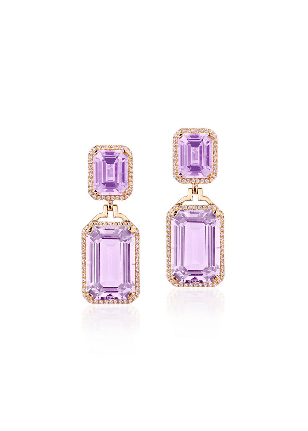 Emerald Cut Double Drop Earrings
