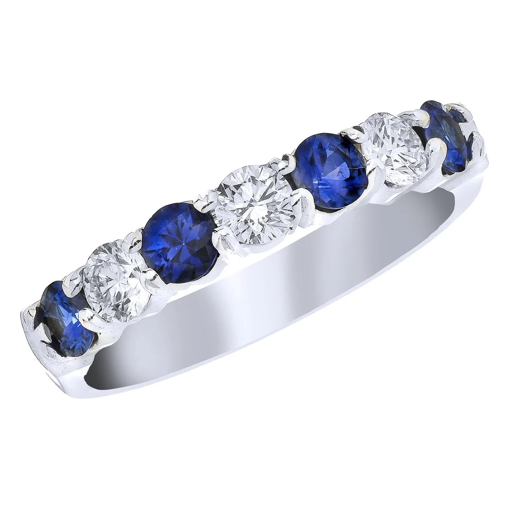 18k White Diamond and Sapphire Band