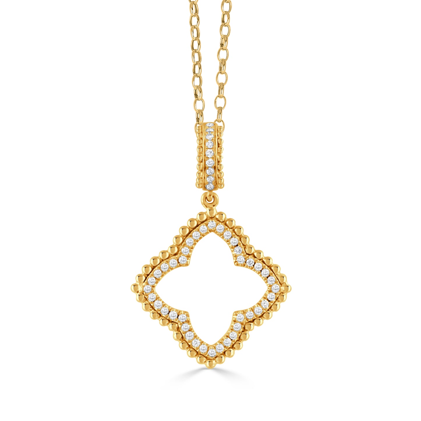 18k Yellow Gold Cut Out Clover Necklace