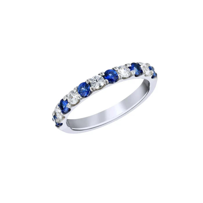 18kt White Gold Diamond and Sapphire Wedding Band