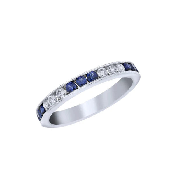 18kt White Gold Diamond and Sapphire Band