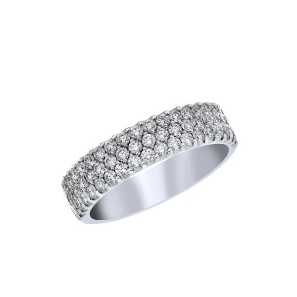 18kt White Gold Three Row Wedding Band