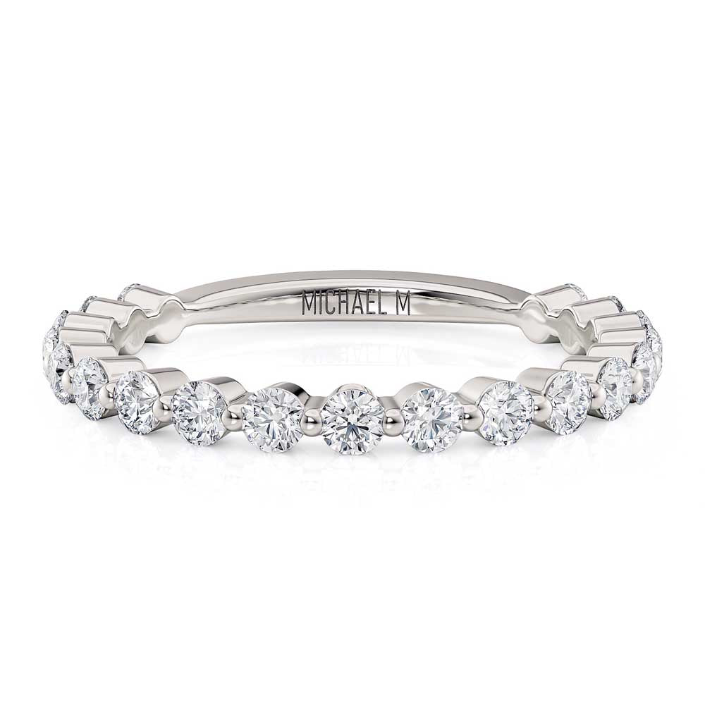 18k White Gold Single Prong Diamond Wedding Band