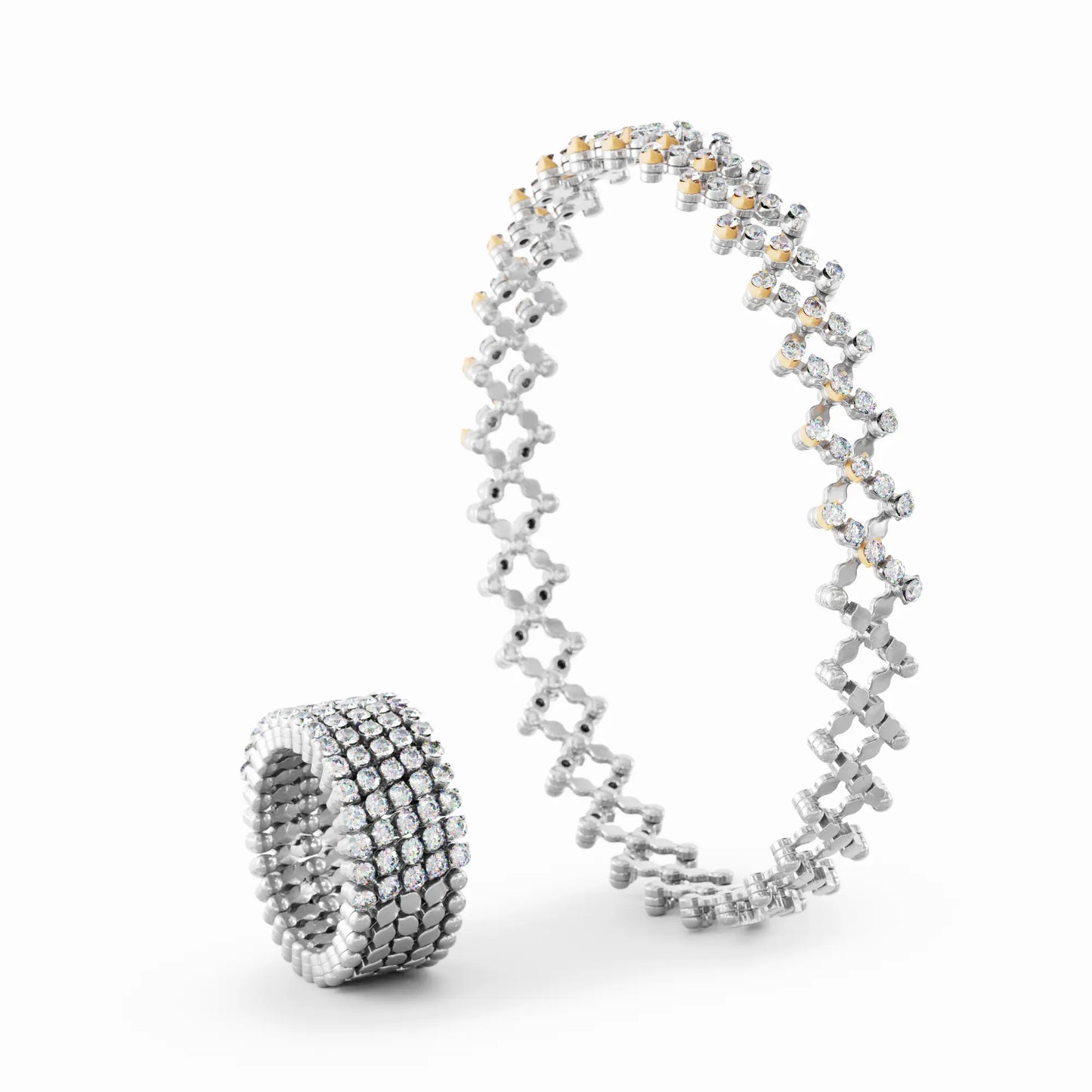 18k White Gold Ring to Bracelet