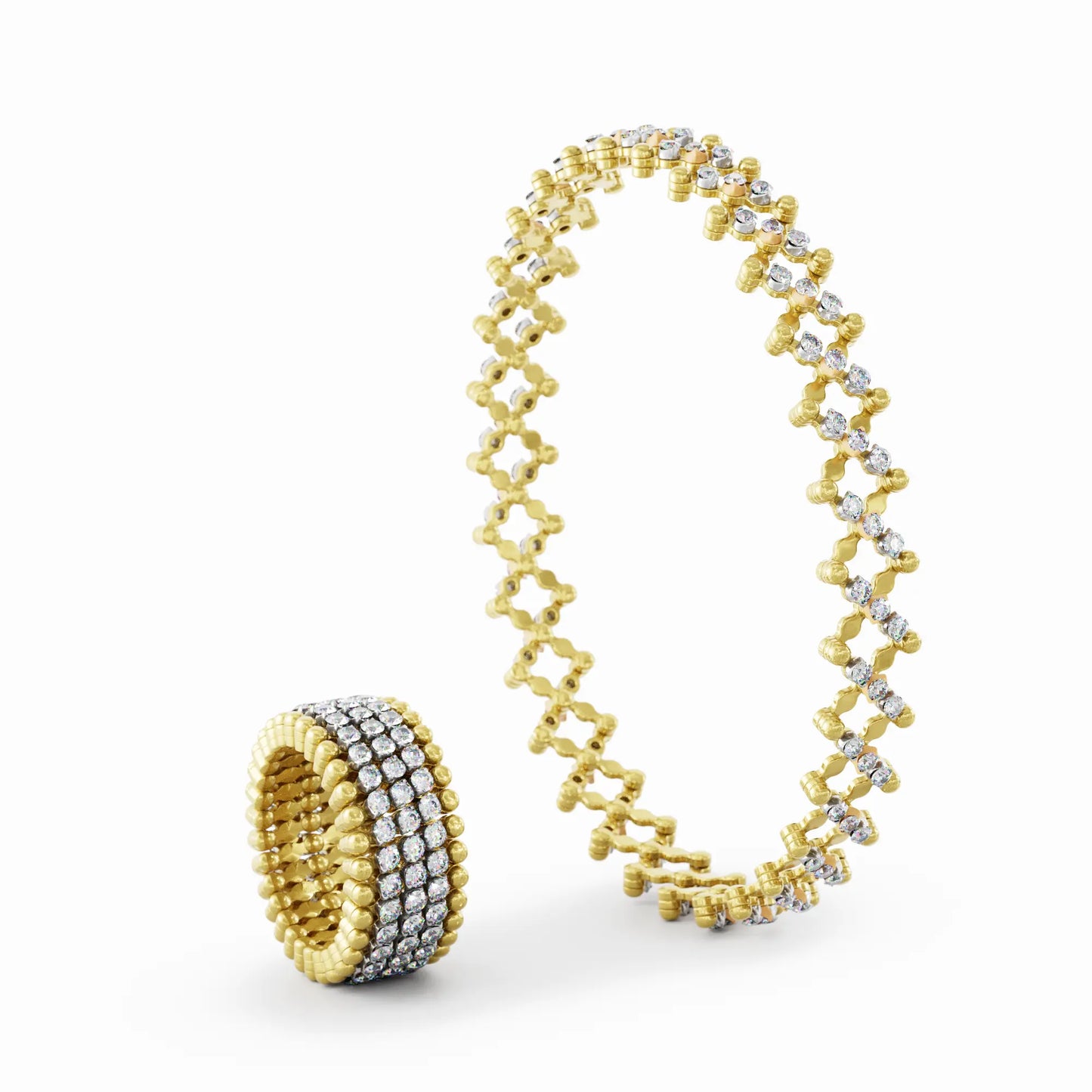 18k Yellow and White Gold Ring to Bracelet