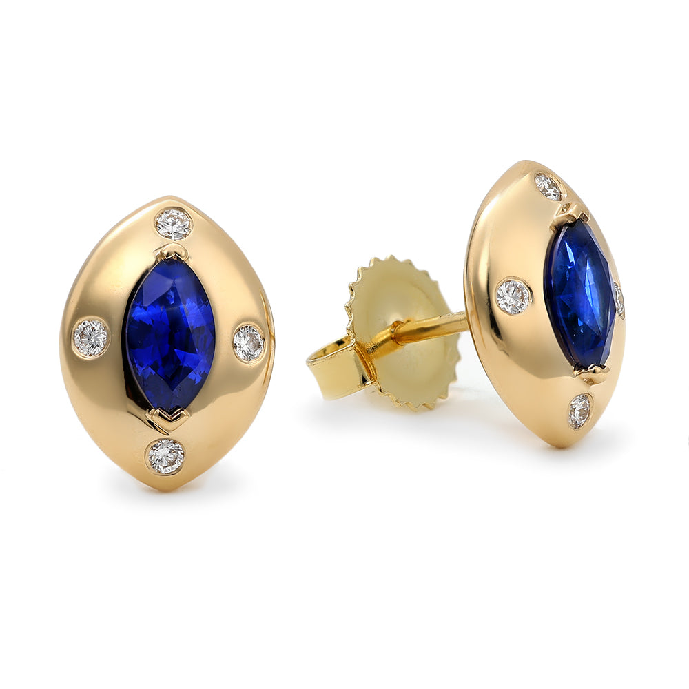 Diamond and Sapphire Marquise Shape Earrings