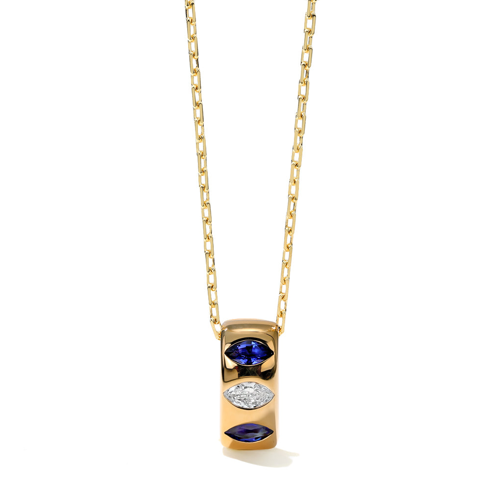 Diamond and Sapphire Barrel Necklace