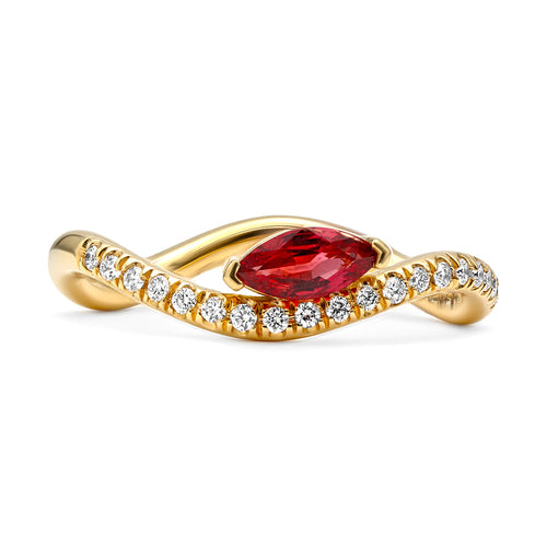 Diamond and Ruby Wave Ring
