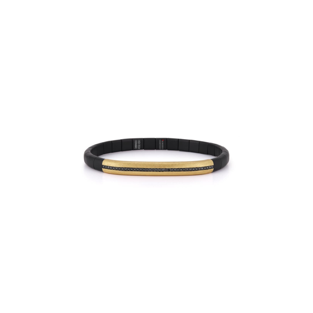 18k Yellow Gold and Black Ceramic Bracelet