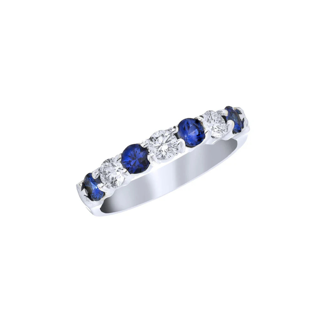18kt White Gold Diamond and Sapphire Band