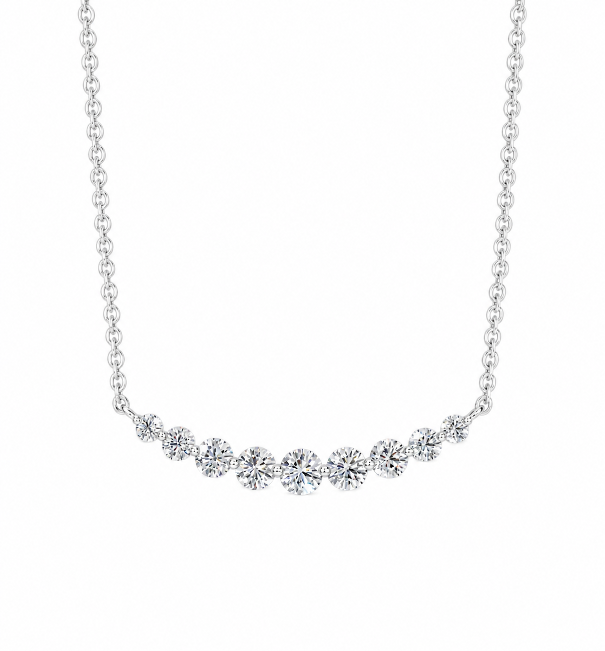 18k White Gold Diamond Bar Necklace