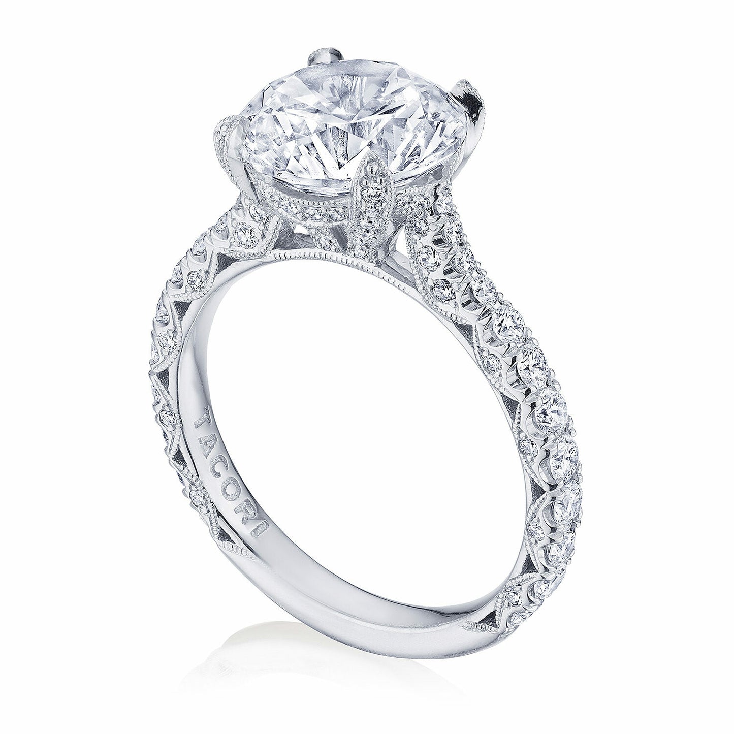 Petite Crescent RoyalT Round Cathedral Engagement Ring