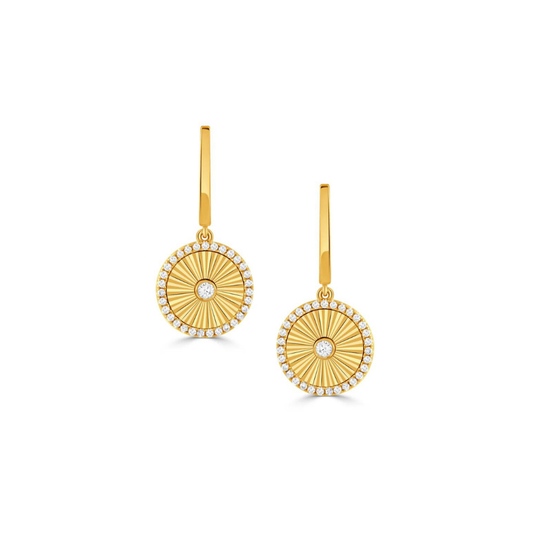 18kt Yellow Gold Diamond Circle U-Top Earrings