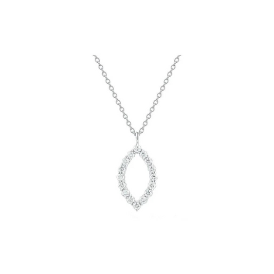 18kt White Gold Oval Diamond Necklace