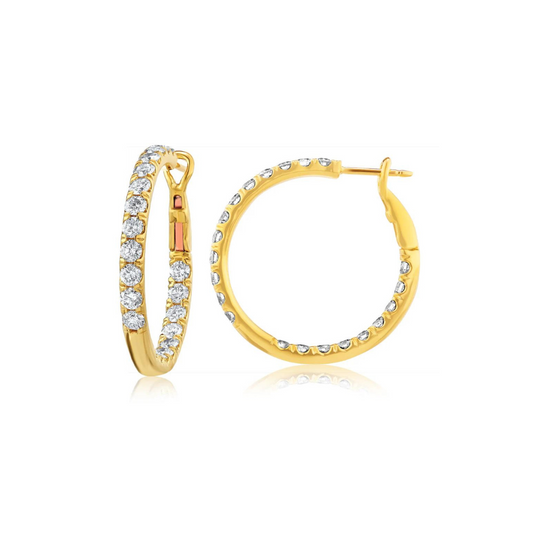 18kt Yellow Gold Diamond Hoop Earrings