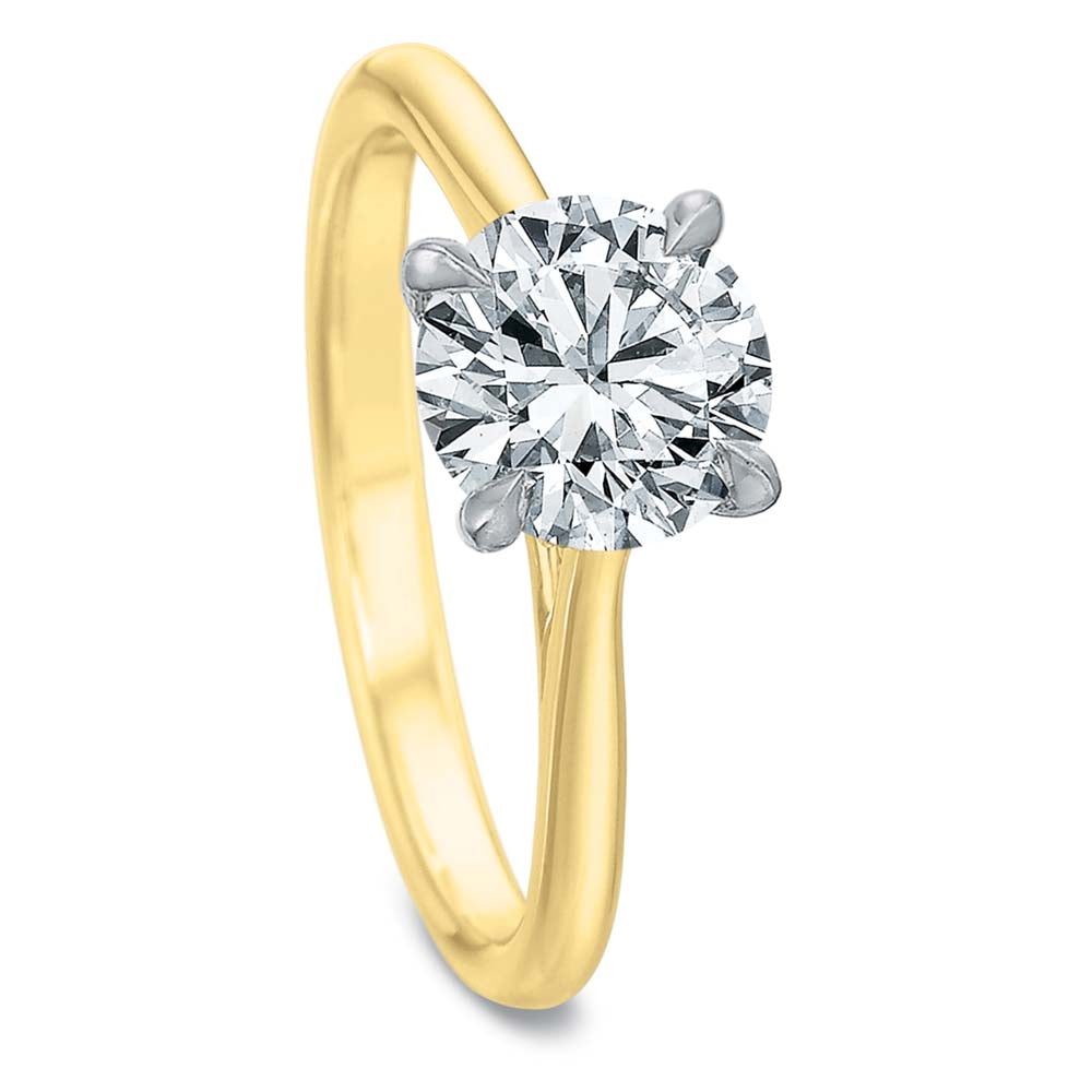 18k Yellow Gold Solitaire Engagement Ring with Diamond Hidden Halo