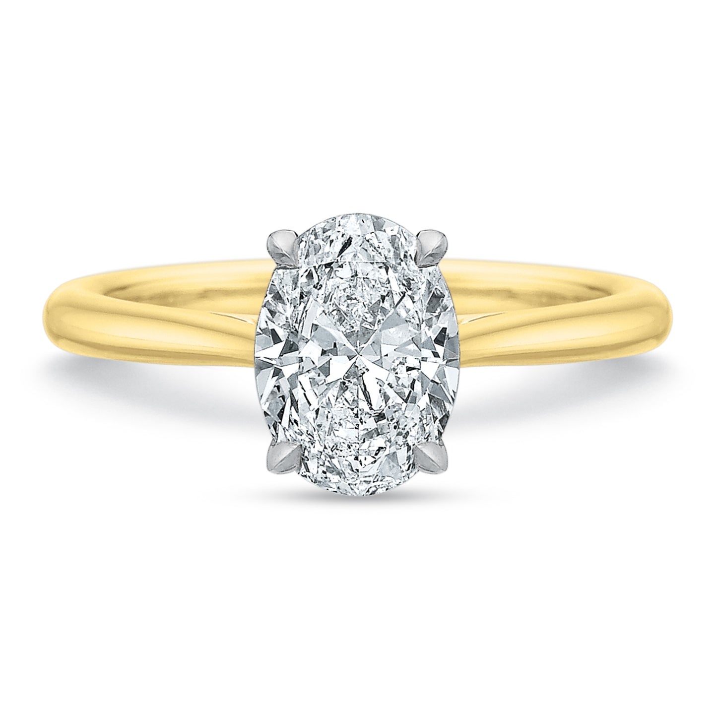 18k Yellow Gold Oval Cathedral Solitaire Engagement Ring