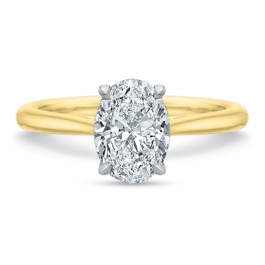 18k Yellow Gold Oval Cathedral Solitaire Engagement Ring