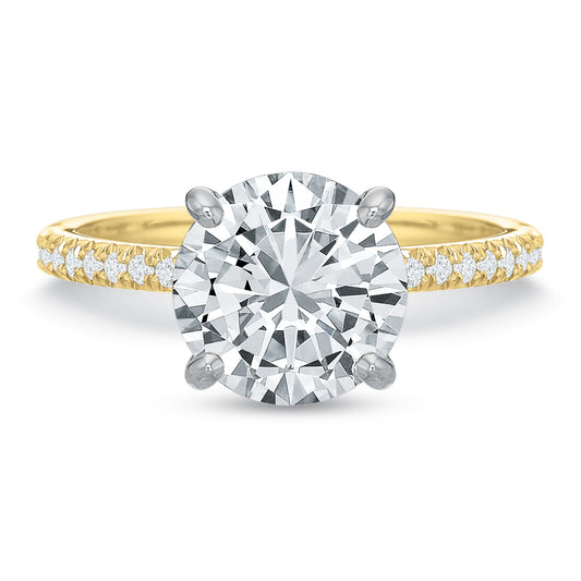 18k Yellow Gold Engagement Ring with Diamond Crown